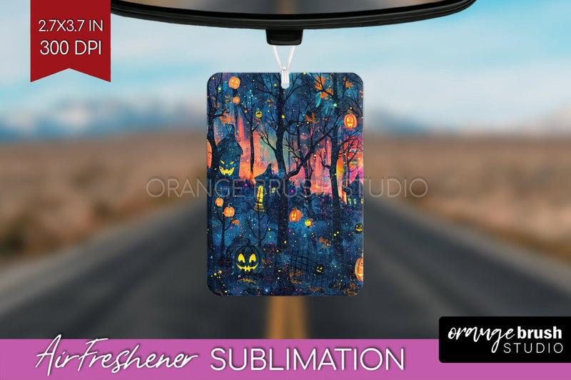 Neon Halloween Air Freshener Sublimation - Halloween Pattern Sublimation OrangeBrushStudio 