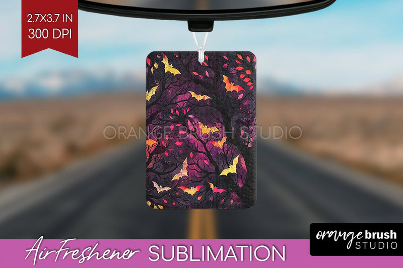 Neon Halloween Air Freshener Sublimation - Halloween Pattern Sublimation OrangeBrushStudio 