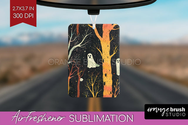 Neon Halloween Air Freshener Sublimation - Halloween Pattern Sublimation OrangeBrushStudio 