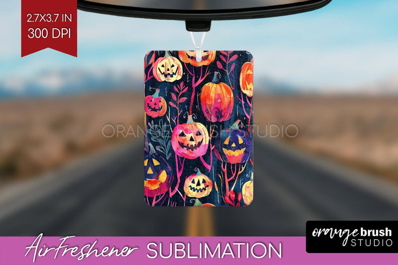 Neon Halloween Air Freshener Sublimation - Halloween Pattern Sublimation OrangeBrushStudio 