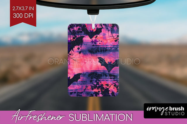 Neon Halloween Air Freshener Sublimation - Halloween Pattern Sublimation OrangeBrushStudio 
