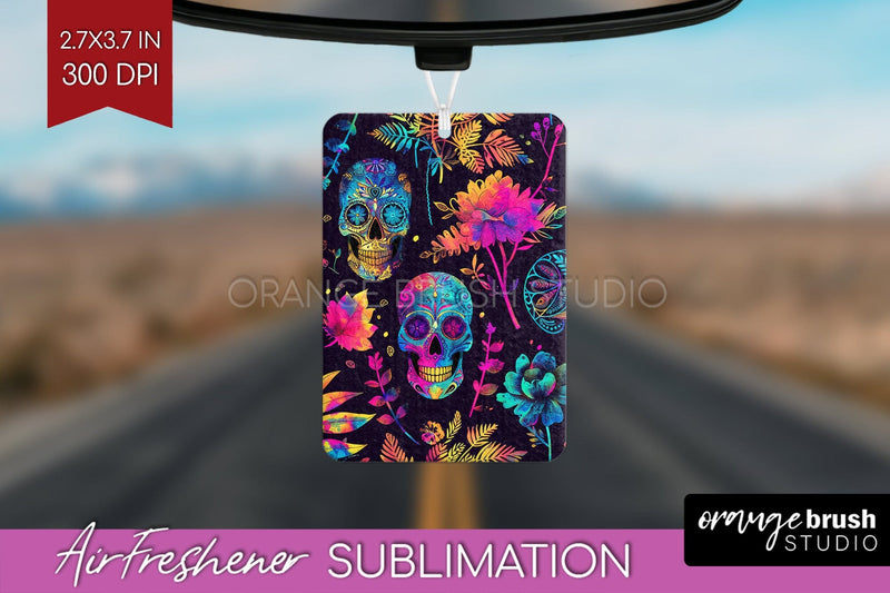 Neon Halloween Air Freshener Sublimation - Halloween Pattern Sublimation OrangeBrushStudio 