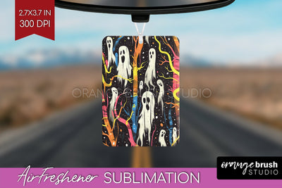 Neon Halloween Air Freshener Sublimation - Halloween Pattern Sublimation OrangeBrushStudio 
