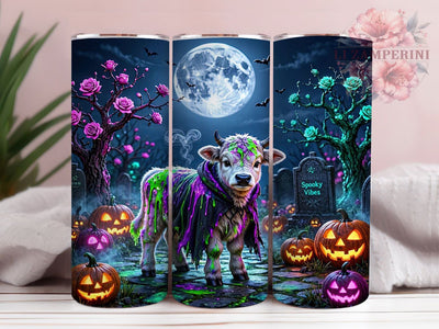 Neon Halloween Calf 20oz Tumbler, Neon Calf, Halloween Cow, Spooky Cute, Glow Design, Rustic Farmhouse, 20oz Wrap, Sublimation Tumbler Sublimation Li Zamperini 