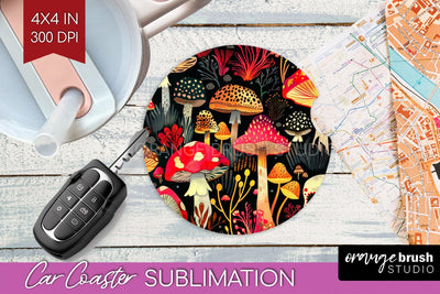 Neon Halloween Car Coaster Sublimatoin, Halloween Pattern Sublimation OrangeBrushStudio 