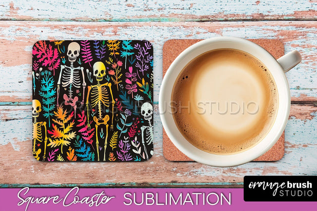 Neon Halloween Coasters - Spooky Square Coaster Sublimation Sublimation OrangeBrushStudio 