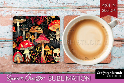 Neon Halloween Coasters - Spooky Square Coaster Sublimation Sublimation OrangeBrushStudio 