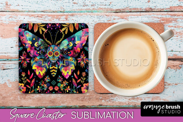 Neon Halloween Coasters - Spooky Square Coaster Sublimation Sublimation OrangeBrushStudio 