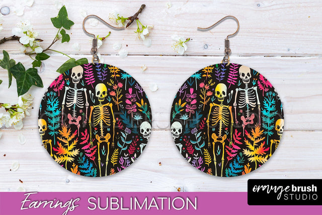 Neon Halloween Earrings - Spooky Round Earring Sublimation Sublimation OrangeBrushStudio 