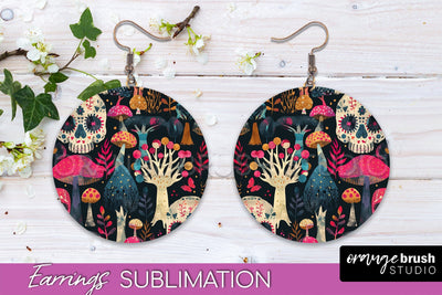 Neon Halloween Earrings - Spooky Round Earring Sublimation Sublimation OrangeBrushStudio 