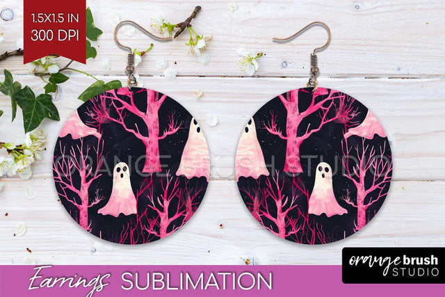 Neon Halloween Earrings - Spooky Round Earring Sublimation Sublimation OrangeBrushStudio 