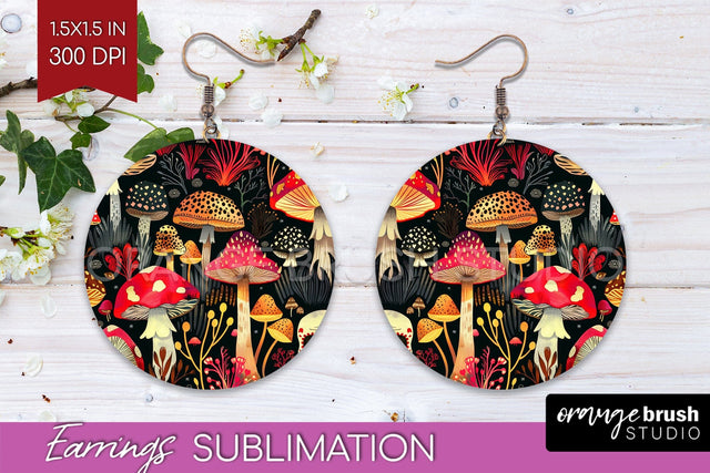 Neon Halloween Earrings - Spooky Round Earring Sublimation Sublimation OrangeBrushStudio 