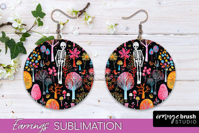 Neon Halloween Earrings - Spooky Round Earring Sublimation Sublimation OrangeBrushStudio 