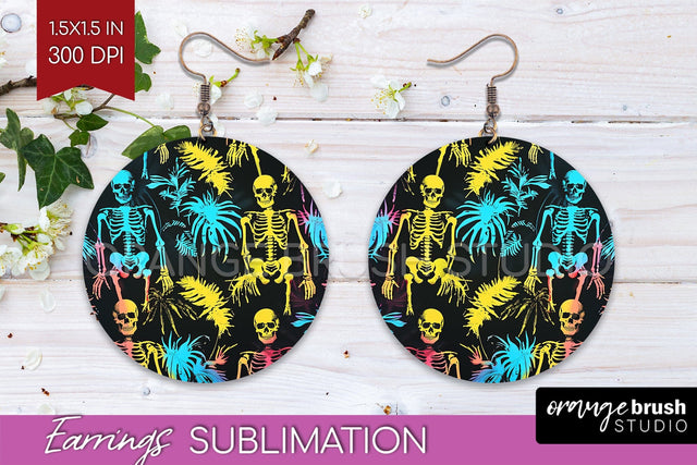 Neon Halloween Earrings - Spooky Round Earring Sublimation Sublimation OrangeBrushStudio 