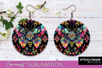 Neon Halloween Earrings - Spooky Round Earring Sublimation Sublimation OrangeBrushStudio 
