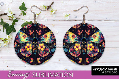 Neon Halloween Earrings - Spooky Round Earring Sublimation Sublimation OrangeBrushStudio 