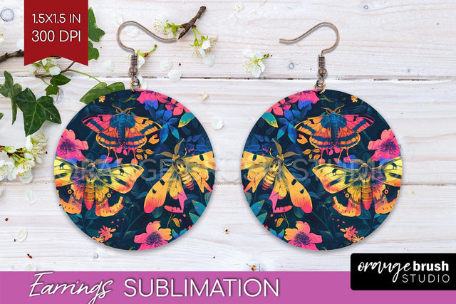 Neon Halloween Earrings - Spooky Round Earring Sublimation Sublimation OrangeBrushStudio 