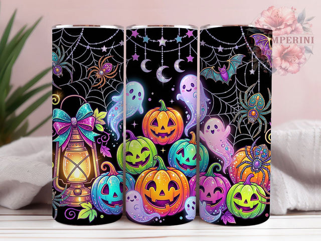 Neon Halloween Fantasy 20oz Tumbler, Neon Aesthetic, Halloween Theme, Fantasy Design, Spooky Glow, Whimsical Charm, 20oz Wrap, Sublimation Tumbler Sublimation Li Zamperini 