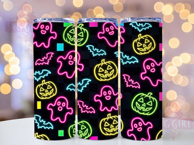 Neon Halloween Ghosts 20oz Tumbler, Neon Ghosts, Halloween Design, 20oz Wrap, Spooky Art, Glowing Pattern, Sublimation Tumbler, Haunted Style Sublimation SvggirlplusArt 
