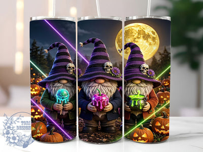 Neon Halloween Gnome Glow 20oz Tumbler, Gnome Motif, Halloween Theme, Neon Accent, Glow Art Design, Spooky Flair, Sublimation Wrap, 20oz Tumbler Sublimation ToriDesigns 