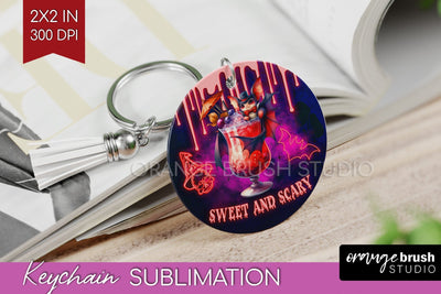 Neon Halloween Keychain PNG, Cocktail Keychain Sublimation Sublimation OrangeBrushStudio 