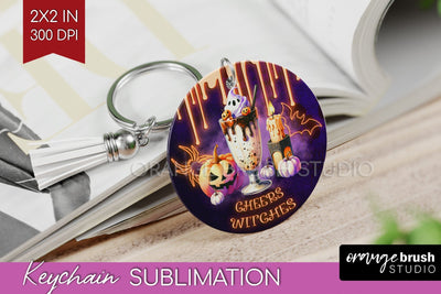 Neon Halloween Keychain PNG, Cocktail Keychain Sublimation Sublimation OrangeBrushStudio 