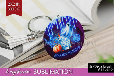 Neon Halloween Keychain PNG, Cocktail Keychain Sublimation Sublimation OrangeBrushStudio 