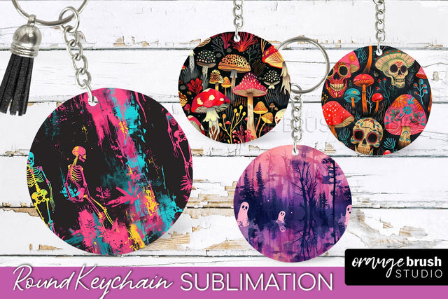 Neon Halloween Keychain - Spooky Keychain Sublimation Sublimation OrangeBrushStudio 