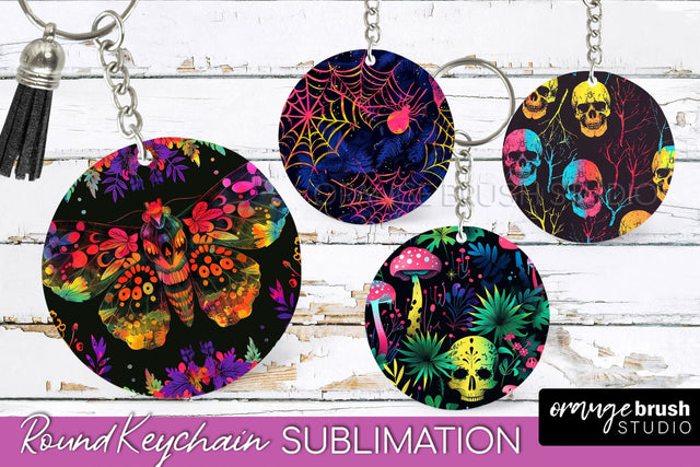 Neon Halloween Keychain - Spooky Keychain Sublimation Sublimation OrangeBrushStudio 
