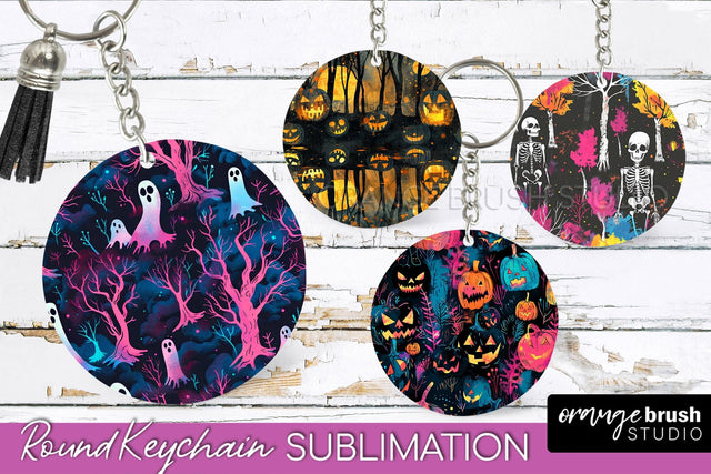 Neon Halloween Keychain - Spooky Keychain Sublimation Sublimation OrangeBrushStudio 