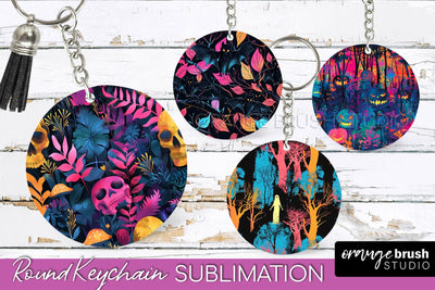Neon Halloween Keychain - Spooky Keychain Sublimation Sublimation OrangeBrushStudio 
