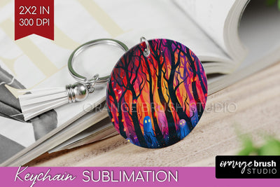 Neon Halloween Keychain - Spooky Keychain Sublimation Sublimation OrangeBrushStudio 