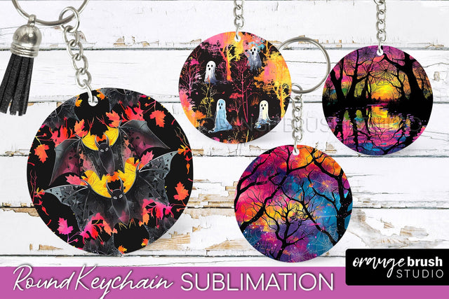 Neon Halloween Keychain - Spooky Keychain Sublimation Sublimation OrangeBrushStudio 