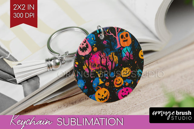 Neon Halloween Keychain - Spooky Keychain Sublimation Sublimation OrangeBrushStudio 