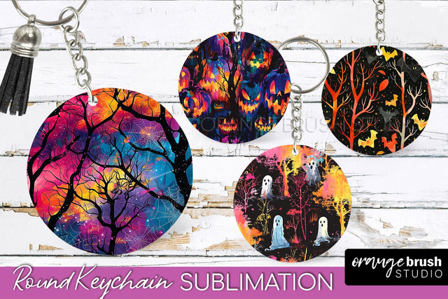 Neon Halloween Keychain - Spooky Keychain Sublimation Sublimation OrangeBrushStudio 