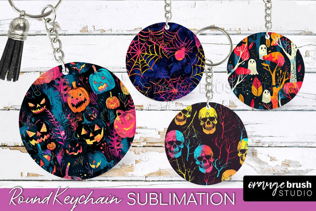 Neon Halloween Keychain - Spooky Keychain Sublimation Sublimation OrangeBrushStudio 