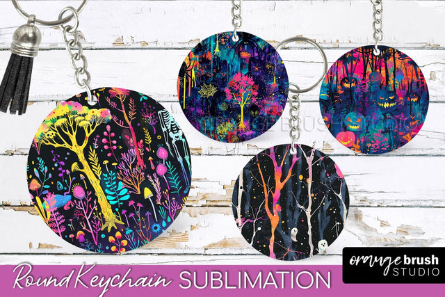 Neon Halloween Keychain - Spooky Keychain Sublimation Sublimation OrangeBrushStudio 