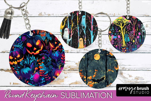 Neon Halloween Keychain - Spooky Keychain Sublimation Sublimation OrangeBrushStudio 