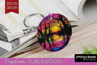 Neon Halloween Keychain - Spooky Keychain Sublimation Sublimation OrangeBrushStudio 