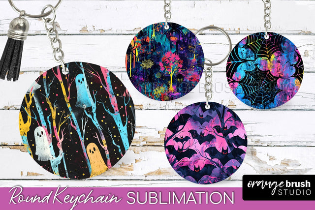 Neon Halloween Keychain - Spooky Keychain Sublimation Sublimation OrangeBrushStudio 