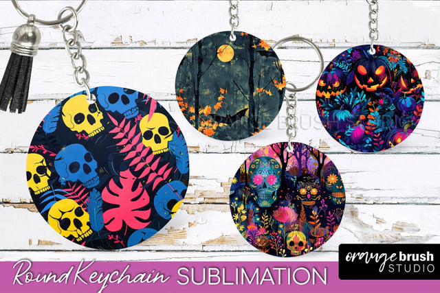 Neon Halloween Keychain - Spooky Keychain Sublimation Sublimation OrangeBrushStudio 