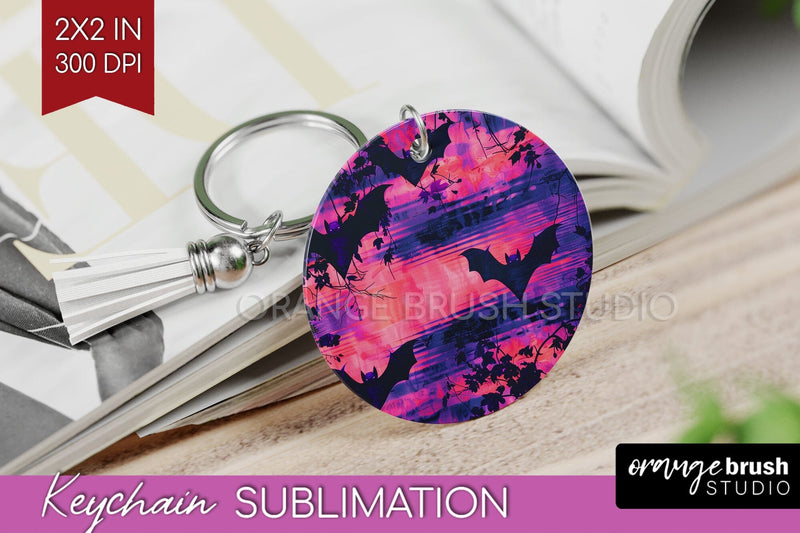 Neon Halloween Keychain - Spooky Keychain Sublimation Sublimation OrangeBrushStudio 