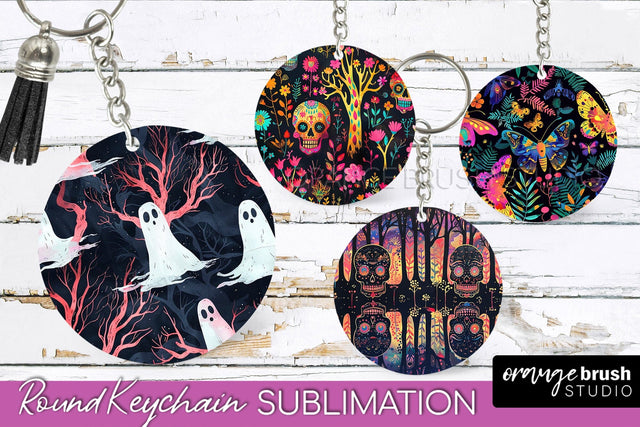 Neon Halloween Keychain - Spooky Keychain Sublimation Sublimation OrangeBrushStudio 