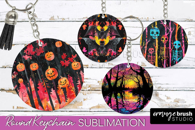 Neon Halloween Keychain - Spooky Keychain Sublimation Sublimation OrangeBrushStudio 
