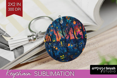 Neon Halloween Keychain - Spooky Keychain Sublimation Sublimation OrangeBrushStudio 