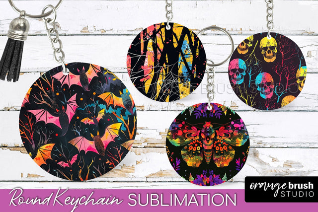 Neon Halloween Keychain - Spooky Keychain Sublimation Sublimation OrangeBrushStudio 