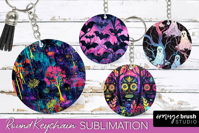 Neon Halloween Keychain - Spooky Keychain Sublimation Sublimation OrangeBrushStudio 