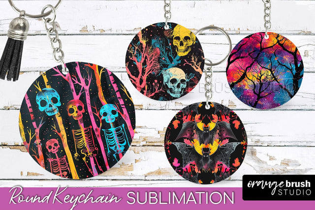 Neon Halloween Keychain - Spooky Keychain Sublimation Sublimation OrangeBrushStudio 