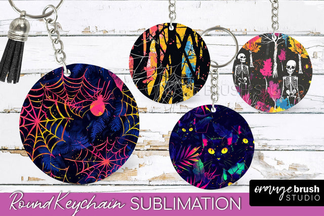 Neon Halloween Keychain - Spooky Keychain Sublimation Sublimation OrangeBrushStudio 