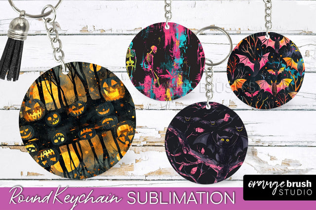 Neon Halloween Keychain - Spooky Keychain Sublimation Sublimation OrangeBrushStudio 